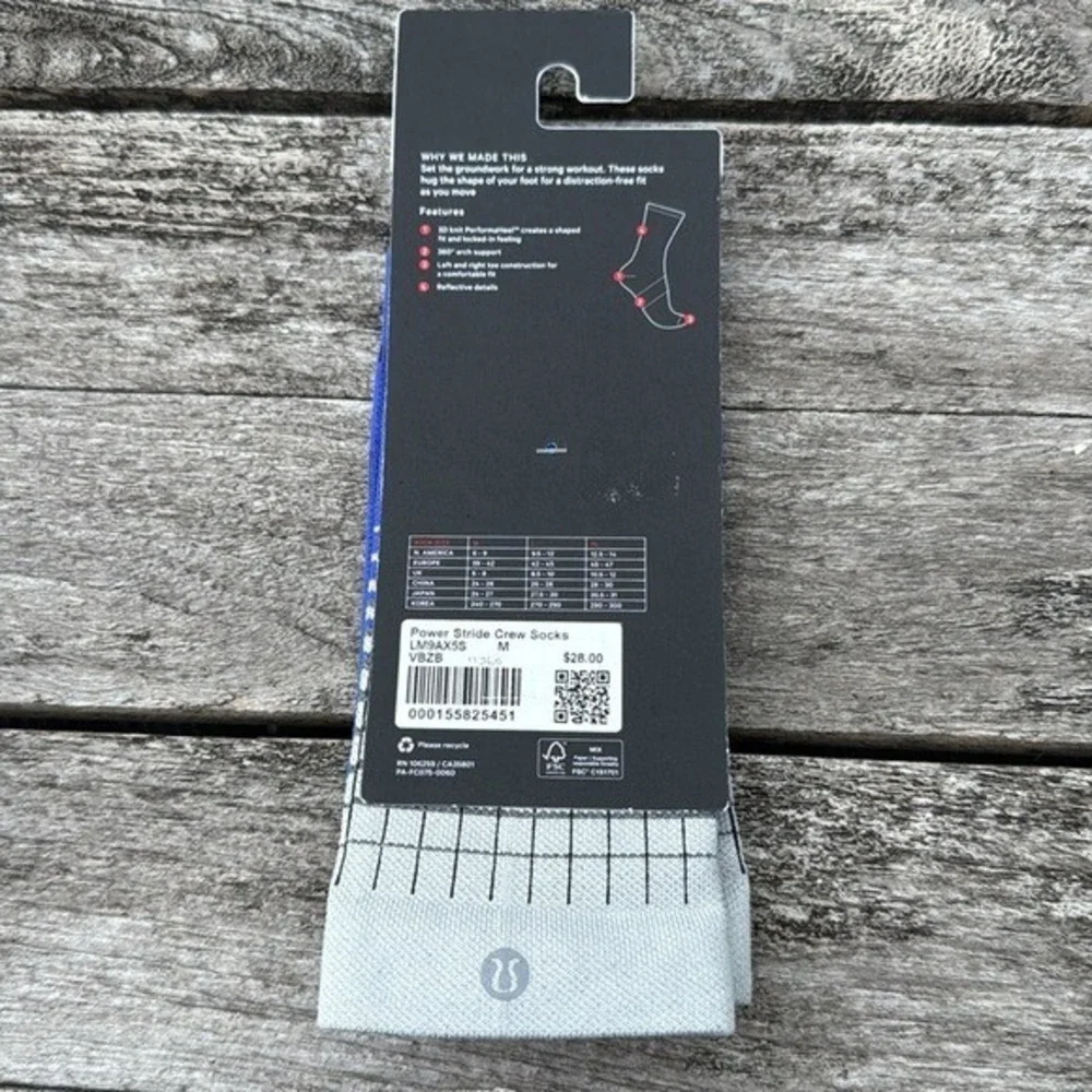 Lululemon Men's Power Stride Crew Socks Reflective Size Medium NWT‎ ✨